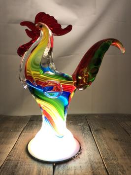 Glasgeblasener Hahn, Handwerkskunst und wunderbare Farben!