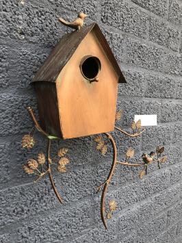 Prachtig koper-metalen wand vogelhuis