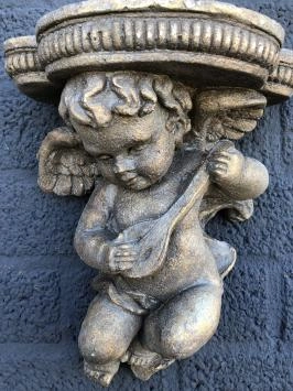 Wandornament Konsolenengel, Blumenhalter, Polystone
