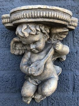 Wandornament Konsolenengel, Blumenhalter, Polystone
