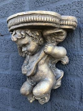 Wandornament Konsolenengel, Blumenhalter, Polystone