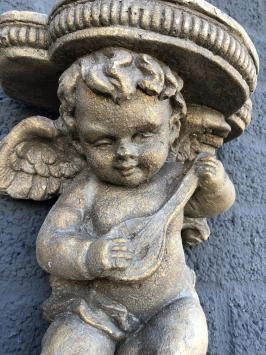 Wandornament Konsolenengel, Blumenhalter, Polystone