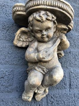 Wandornament Konsolenengel, Blumenhalter, Polystone