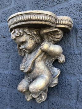 Wandornament Konsolenengel, Blumenhalter, Polystone