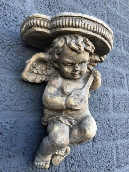 Wandornament Konsolenengel, Blumenhalter, Polystone