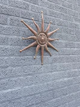 Wandornament zon copper, metaal