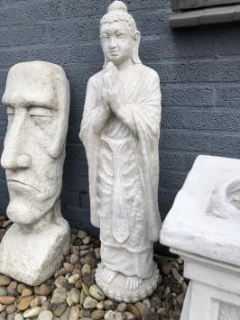 Buddha stehend große Stein weiß waschen Skulptur