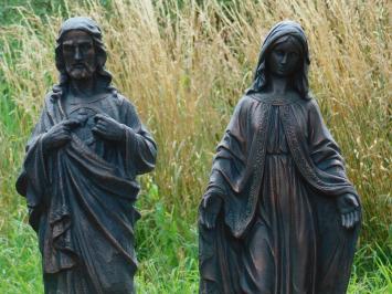 Gartenstatuen Jesus und Maria, Polystone, Set mit 2 Statuen