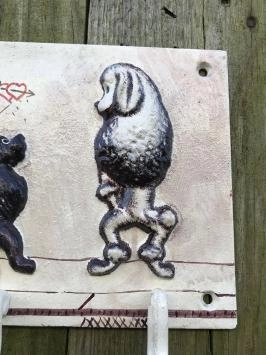 Kapstok met 6 haken, met plassende honden, komisch