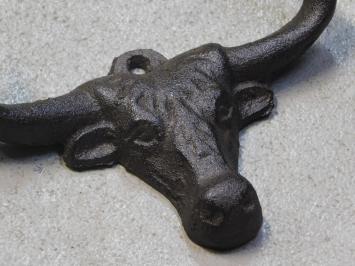 Kleiderständer Cow, zwei Haken, Gusseisen, dunkelbraun