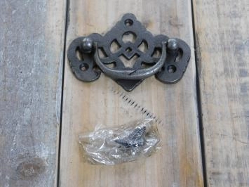 Robuuste antieke kast-lade - handvat, ijzer met sier rozet