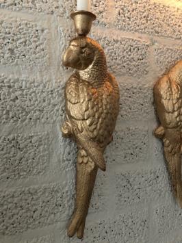 Set gietijzeren papegaaien gold-kleur als wand kandelaars