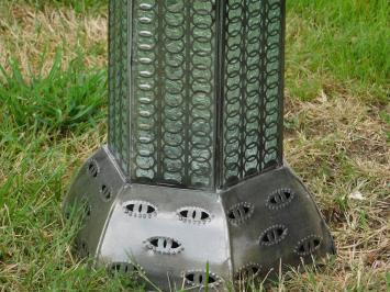 Stehende Laterne, großer, antiker Kerzenhalter aus Metall