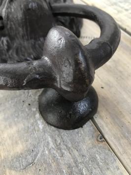 Deurklopper leeuwenkop met stopper, gietijzer, bruin