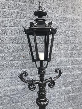 Buitenlamp, lantaarn Amsterdam met keramische fitting en glas, gegoten aluminium, 225 cm