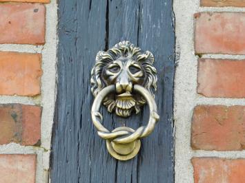 Deurklopper leeuw, antiek ijzer, zwart en messing kleur