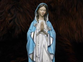 Gartenstatue Maria mit Rosenkranz, kirchliche Statue, Polystone in Farbe