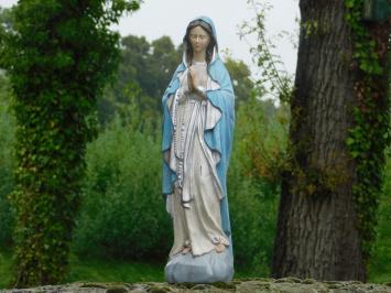 Gartenstatue Maria mit Rosenkranz, kirchliche Statue, Polystone in Farbe