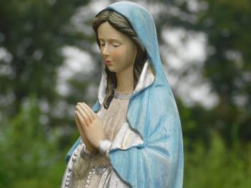 Gartenstatue Maria mit Rosenkranz, kirchliche Statue, Polystone in Farbe
