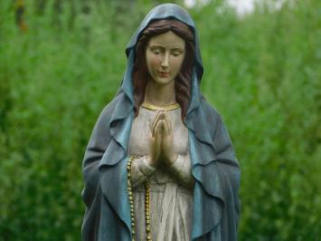 Gartenstatue Maria mit Rosenkranz, Statue in Farbe, christliche Figur