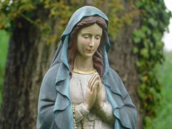 Gartenstatue Maria mit Rosenkranz, Statue in Farbe, christliche Figur