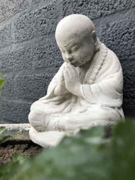 Shaolin-Mönch sitzend betend, voll Stein