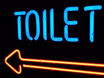 Neon Toilettes Schild- 56 cm - Blau mit Rot - Licht