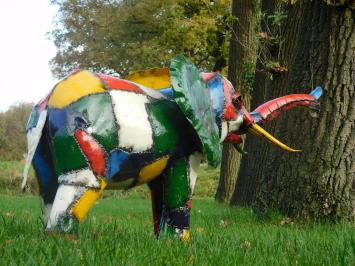 Statue Elefant - 115 cm - Handgefertigtes Kunstwerk - Farbe
