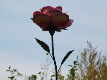 Roze roos - metaal - handgemaakt