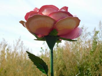 Roze roos - metaal - handgemaakt