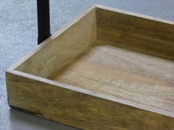 Serviertablett - Tablett aus Mangoholz - mit Metallgriff