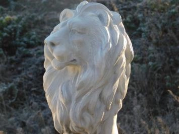 Löwenset - nach links und rechts schauend - Polystone weiß