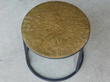 Set van 3 Tafels - rond - goud met zwart onderstel