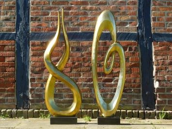 Abstrakte Kunst, kunstvolle Skulptur, auf Sockel aus Granit, Aluminium
