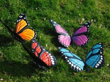 Wanddekoration aus Metall - Set mit 3 Schmetterlingen - bunt