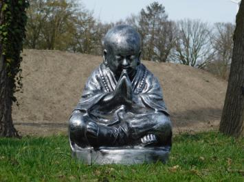 Shaolin-Mönch betend, Polystone grau-schwarz