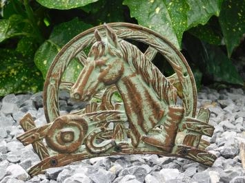 Pferd - Schlauchhalter aus Gusseisen - grün