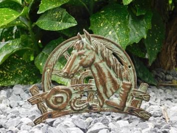 Pferd - Schlauchhalter aus Gusseisen - grün