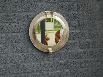 Wandspiegel, open te klappen, scheepsraam, aluminium vernikkeld