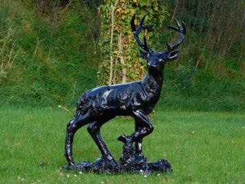 Stehender Hirsch XL - Schwarz - Polystone - 110 cm hoch