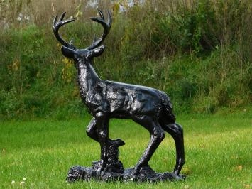 Stehender Hirsch XL - Schwarz - Polystone - 110 cm hoch