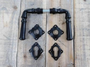 Deurklinken set Wolga- zoals antiek, Zwart