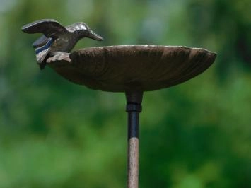 Gartenstecker-Vogeltränke – Gusseisen – Inklusive Vogel