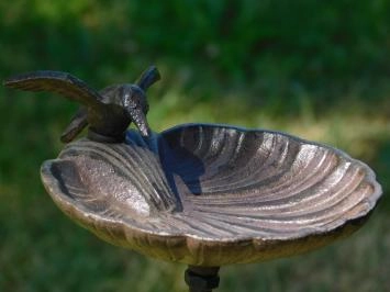 Gartenstecker-Vogeltränke – Gusseisen – Inklusive Vogel