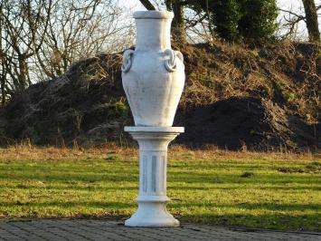Gartenvase mit Ringen auf Sockel - 135 cm - Stein