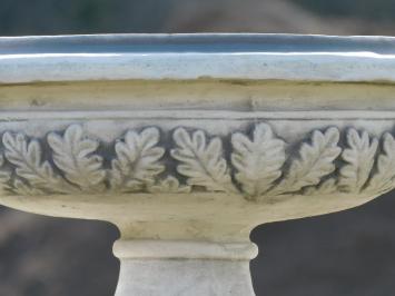 Tuinvaas met bladeren - rond - steen