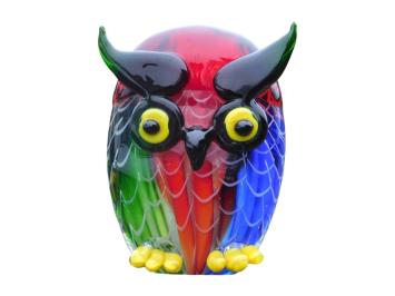 Glazen decoratie beeld van een uil, dierenbeeld