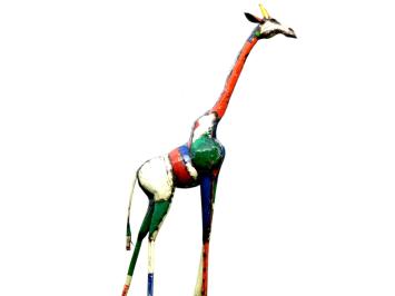 Groot Tuinbeeld - Giraffe Metaal - Kleurrijk - Afrikaans