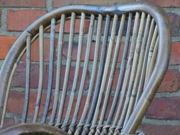 Eenmalig: Vintage Schommelstoel - Handgemaakt - Riet - Incl. Grizzly Plaid