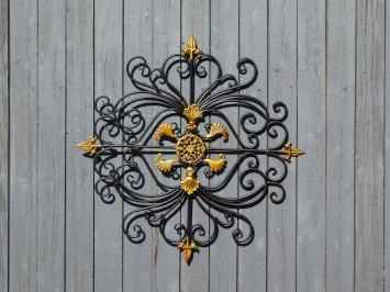 Wandornament Vivere - raamrooster - zwart met goud - smeedijzer